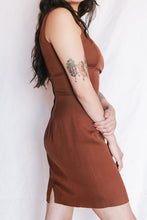 sleeveless rust dress